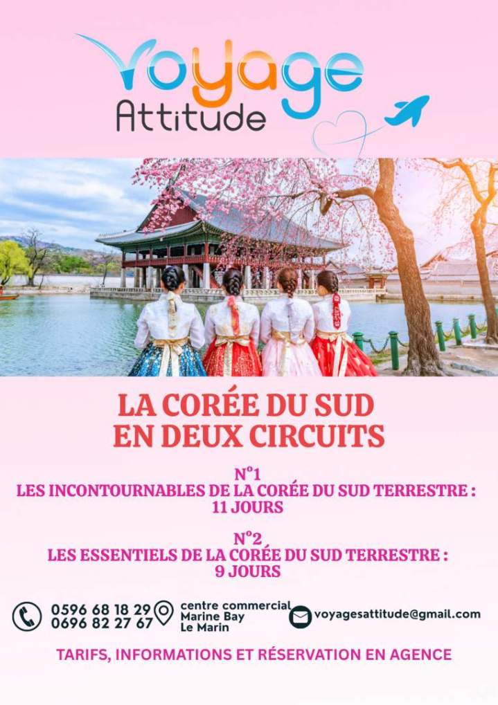 Dépliant publicitaire propose deux circuits touristiques en Corée du Sud