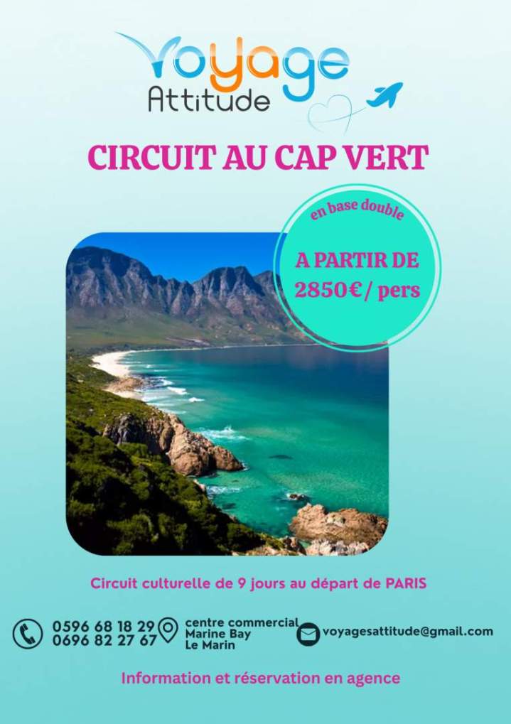 Dépliant publicitaire propose un circuit touristique Martinique